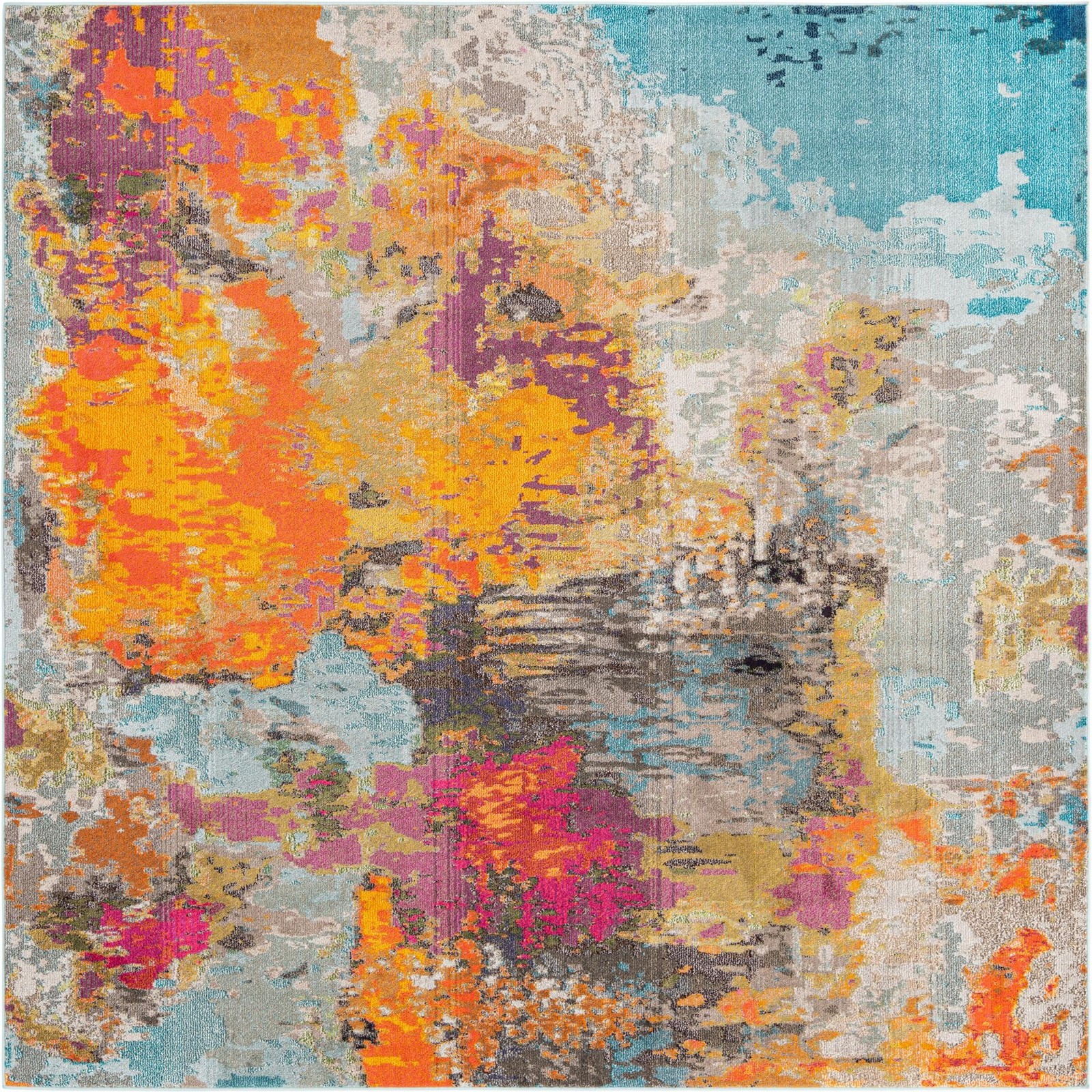 9' 10 x 9' 10 Alton · Abstract Washable Rug, multicolor and gray