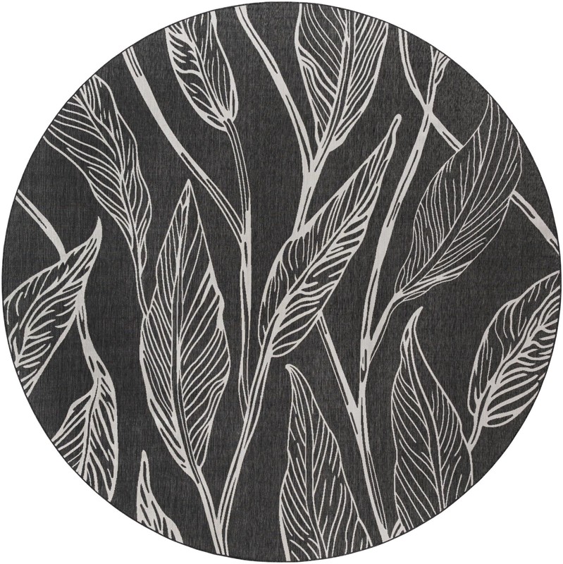 13' x 13' Milton · Floral / botanical Outdoor Rug, ivory charcoal