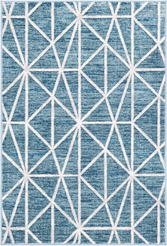 4' x 6' Gilman · Geometric rug, blue and ivory