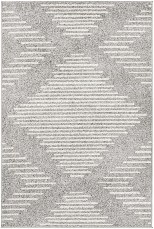 Knox · Geometric diamond rug, gray and ivory