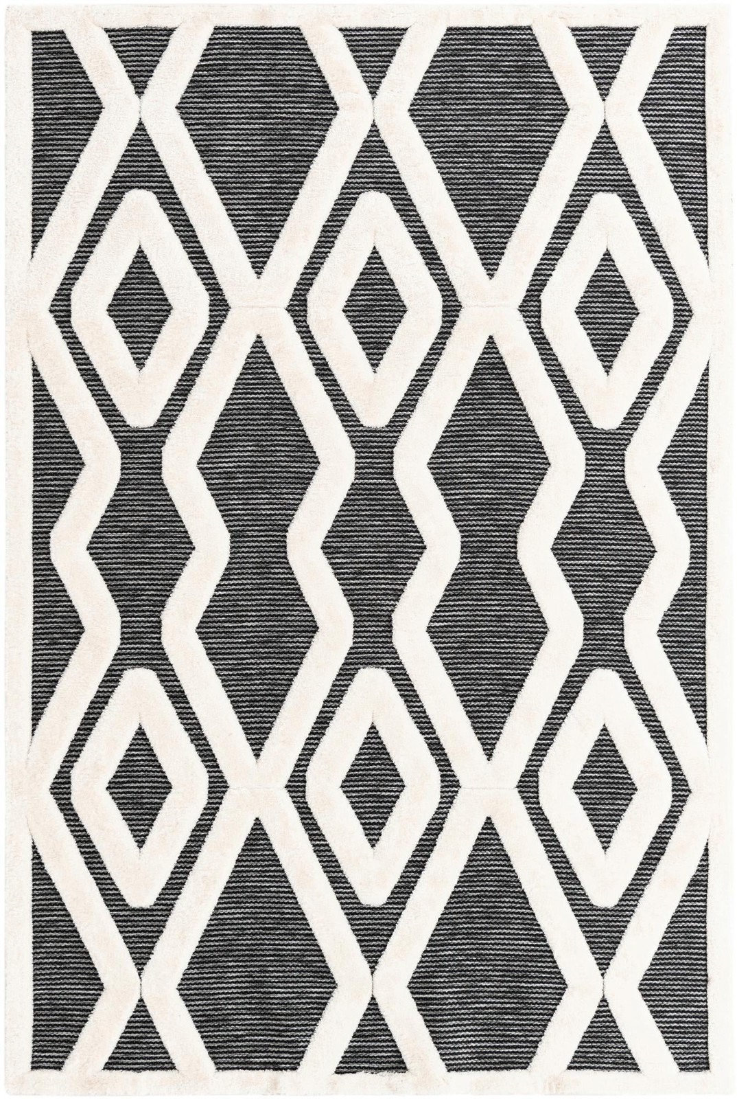 6' x 9' Armstead · Geometric trellis rug, gray and ivory