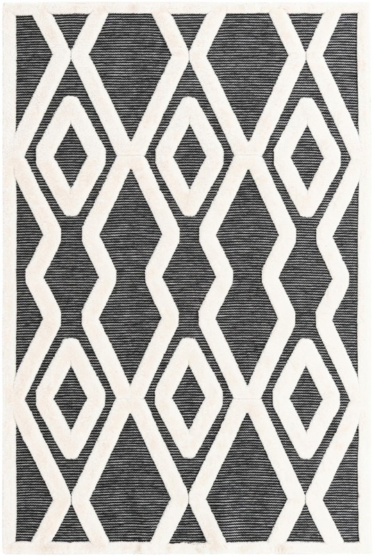 6' x 9' Armstead · Geometric trellis rug, gray and ivory