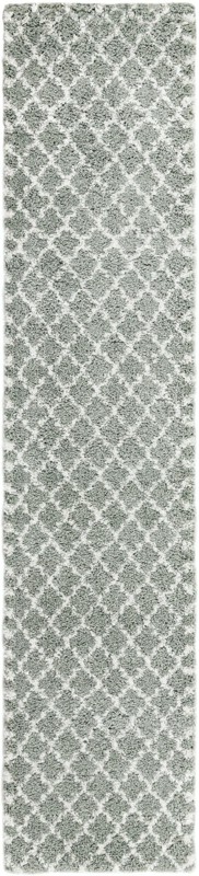 2' 7 x 12' Jameson · Trellis Shag Rug, cyan and ivory