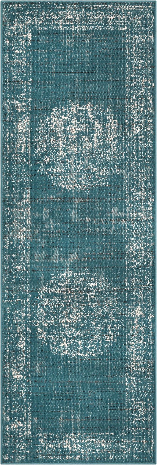 2' x 6' Leighton · Medallion rug, blue and ivory