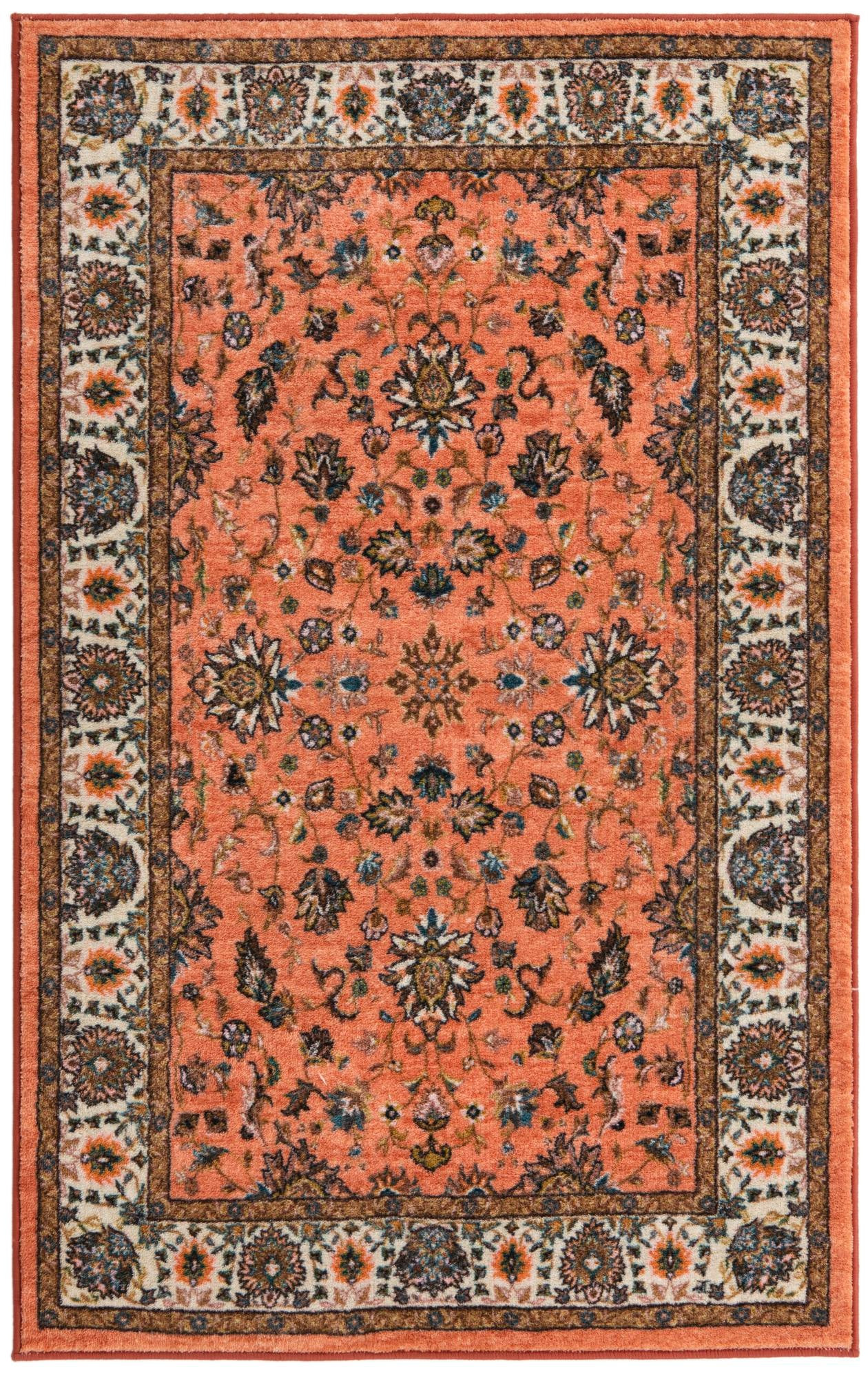 3' 3 x 5' 3 Bluebell · Border rug, salmon