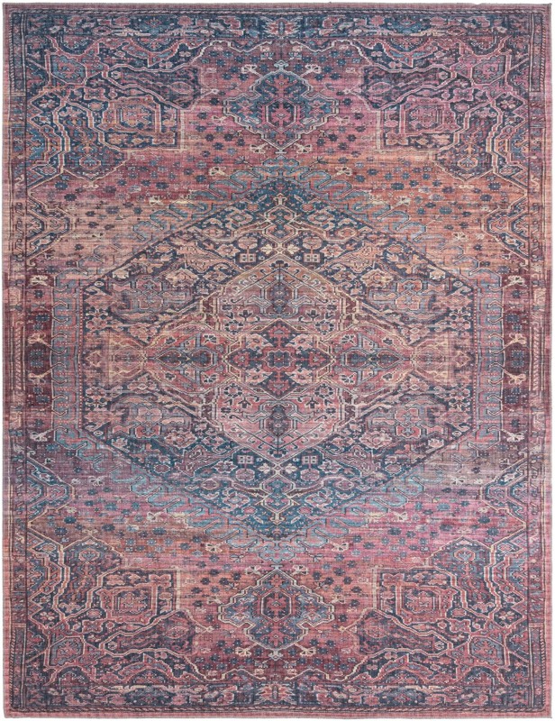 9' 2 x 12' Darnell · Medallion Washable Rug, rust and navy