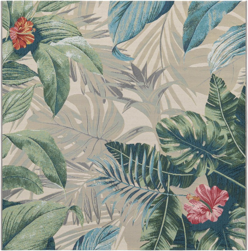 Lomax · Botanical Outdoor Rug, multicolor and ivory