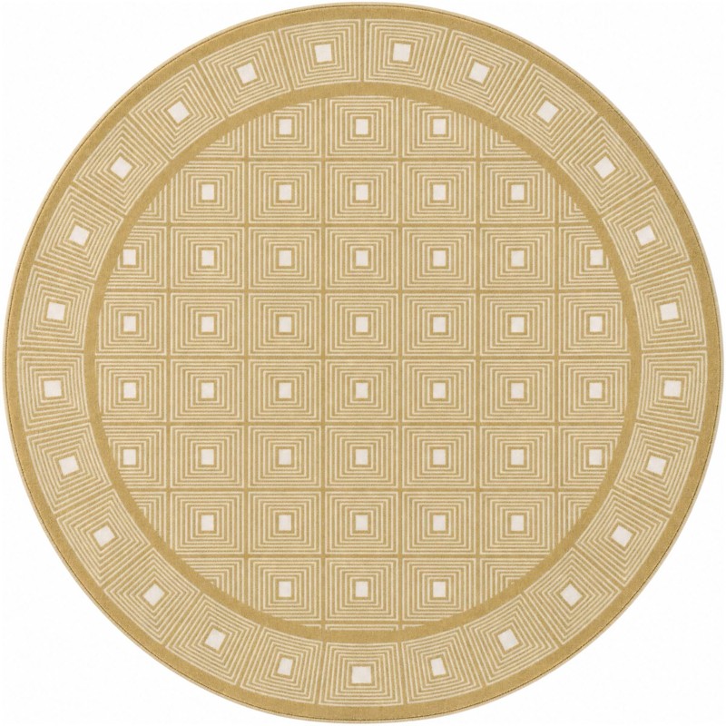 5' x 5' Atwood · Border rug, yellow