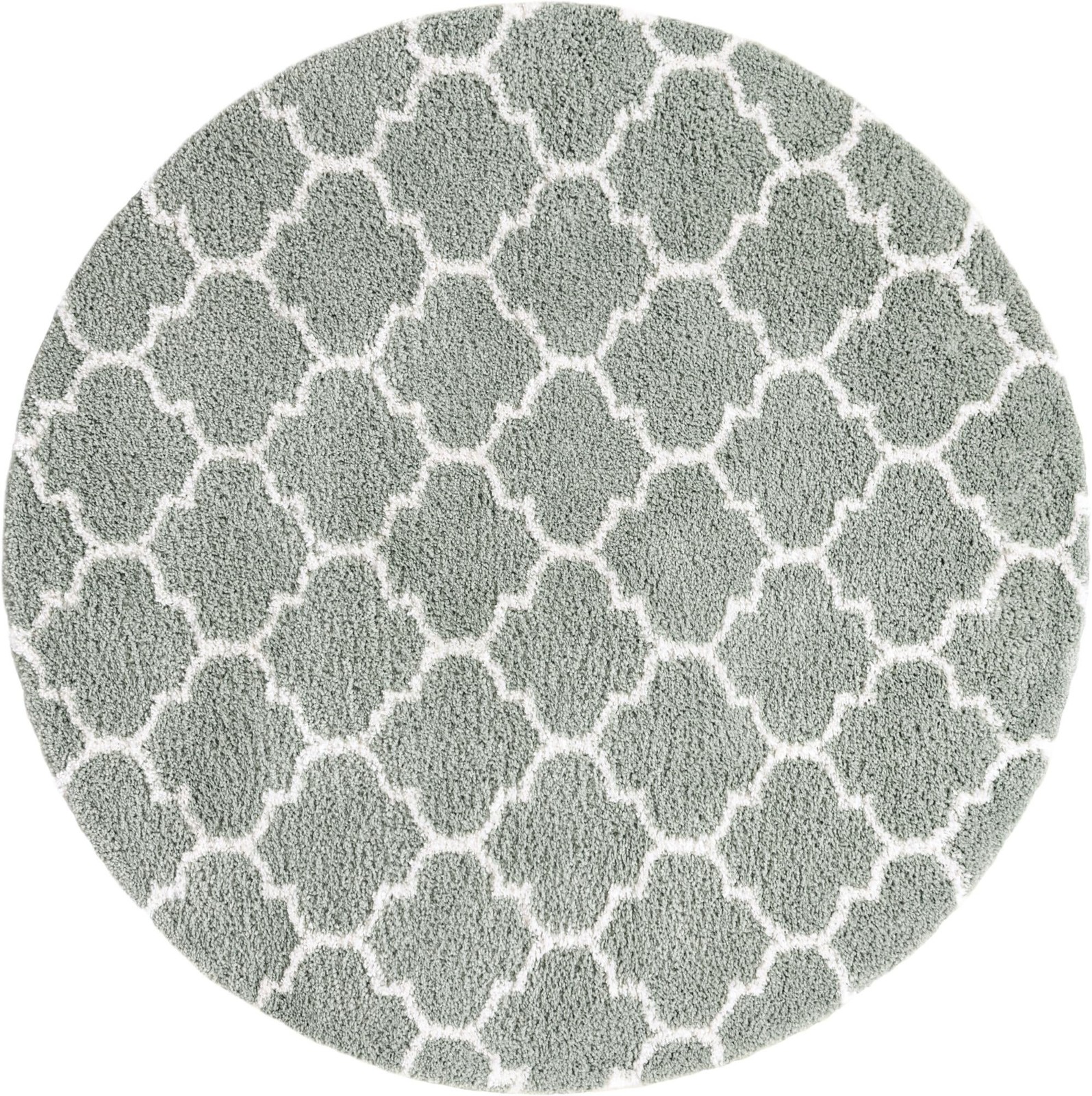 7' 10 x 7' 10 Jameson · Trellis Shag Rug, cyan and ivory