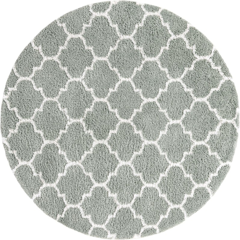 7' 10 x 7' 10 Jameson · Trellis Shag Rug, cyan and ivory