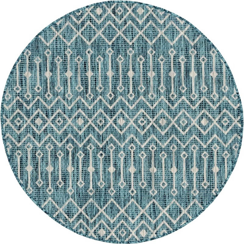 4' x 4' Kearney · Diamond Outdoor Rug, teal