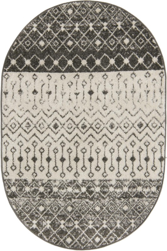 4' x 6' Vernon · Geometric tribal rug, gray and ivory