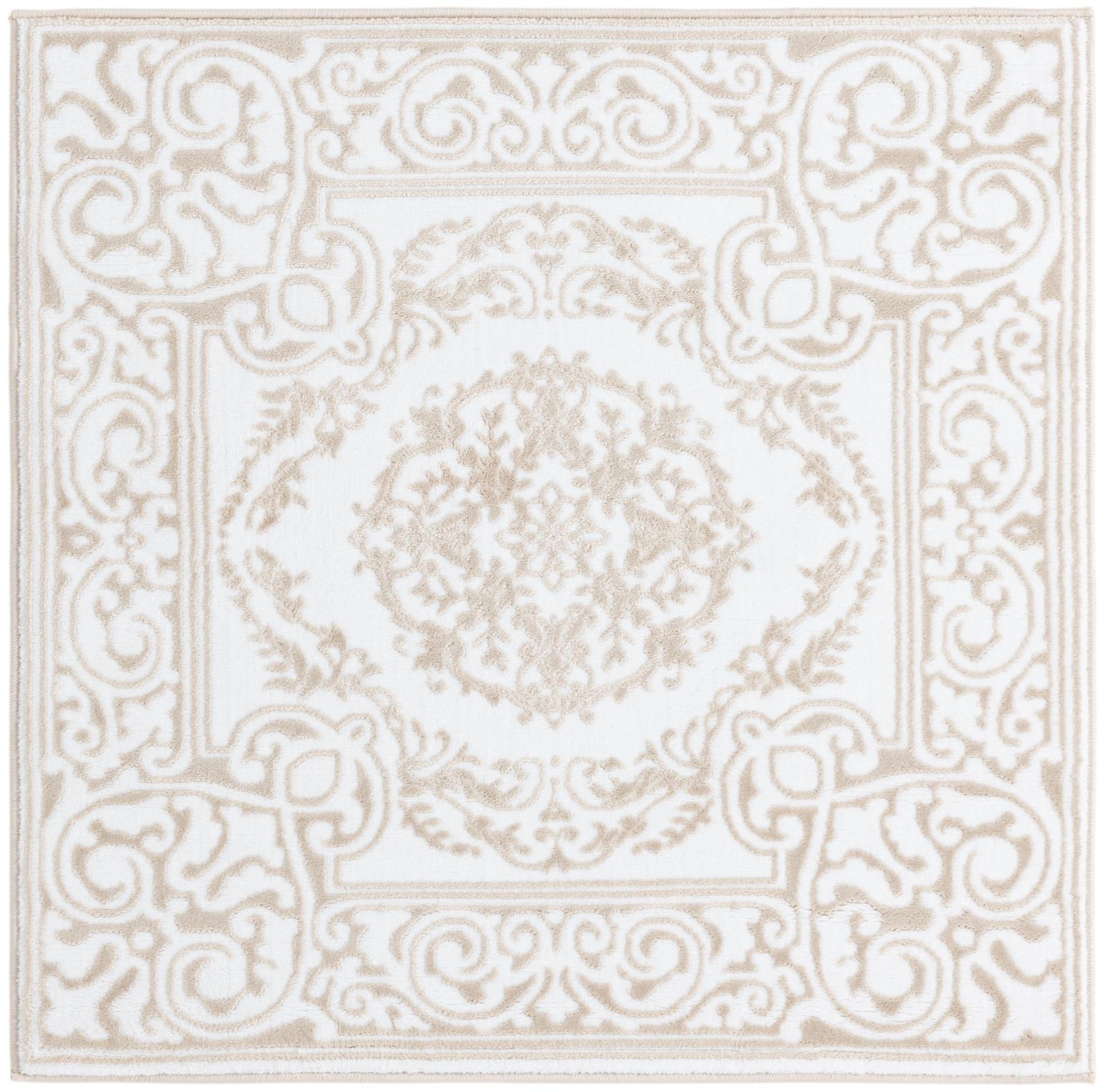 3' 3 x 3' 3 Thistle · Border rug, snow white