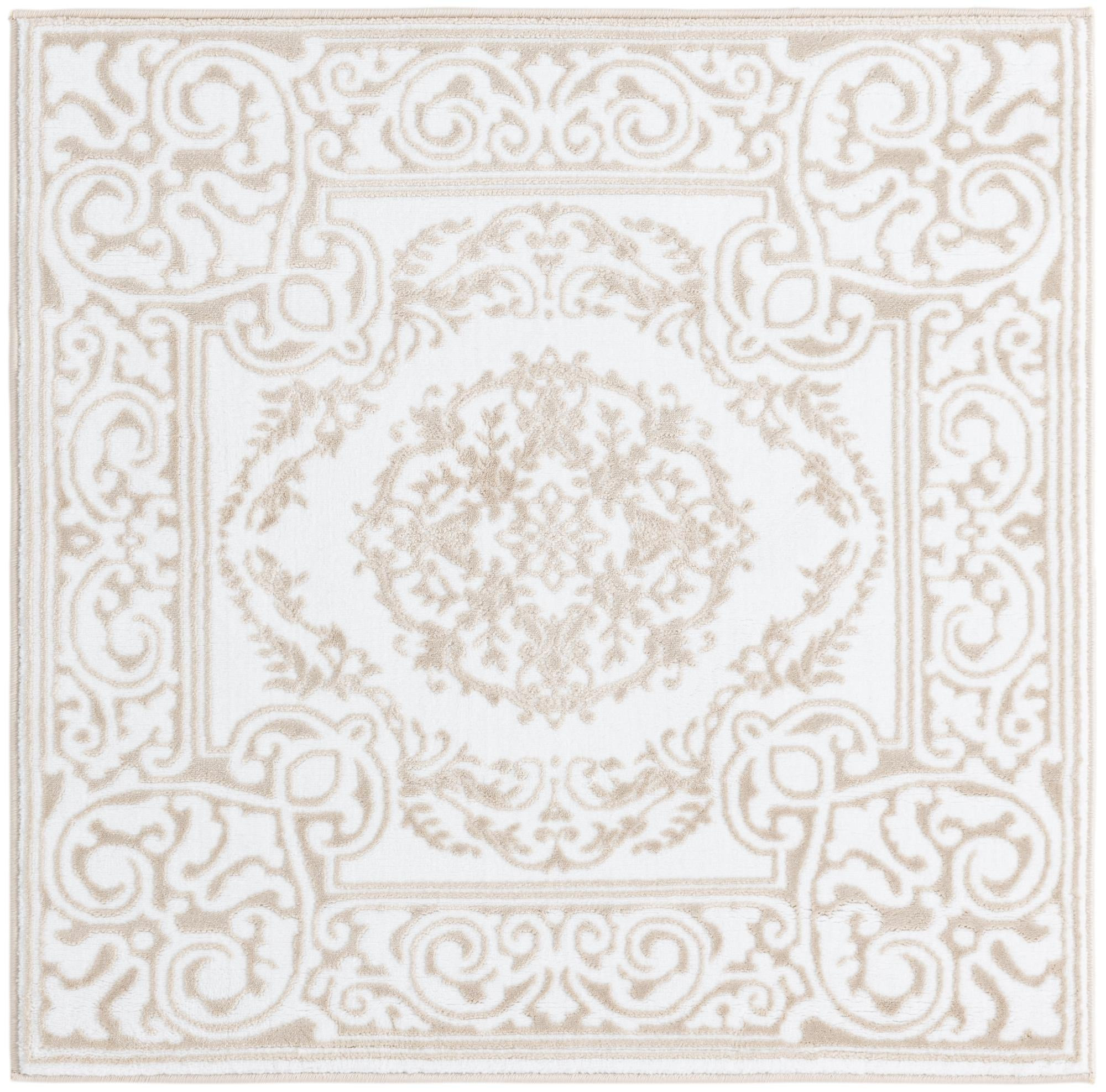 3' 3 x 3' 3 Thistle · Border rug, snow white