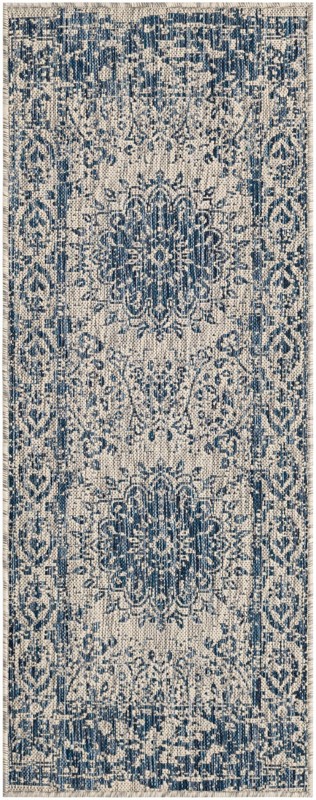 2' x 5' 3 Royce · Border Outdoor Rug, blue