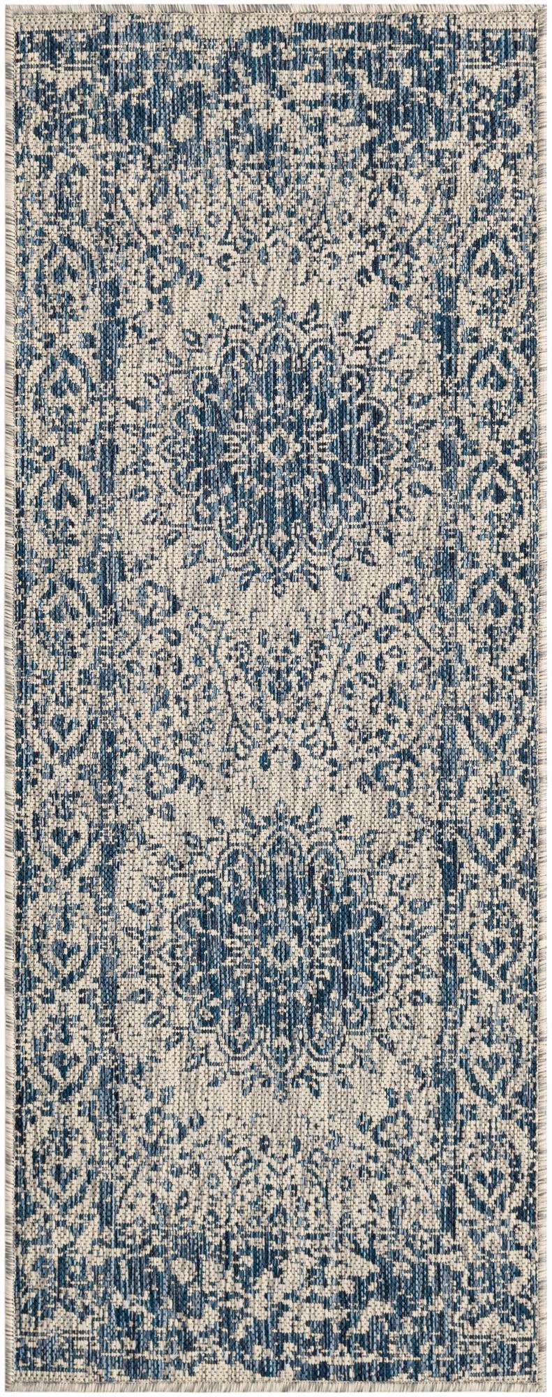 2' x 5' 3 Royce · Border Outdoor Rug, blue