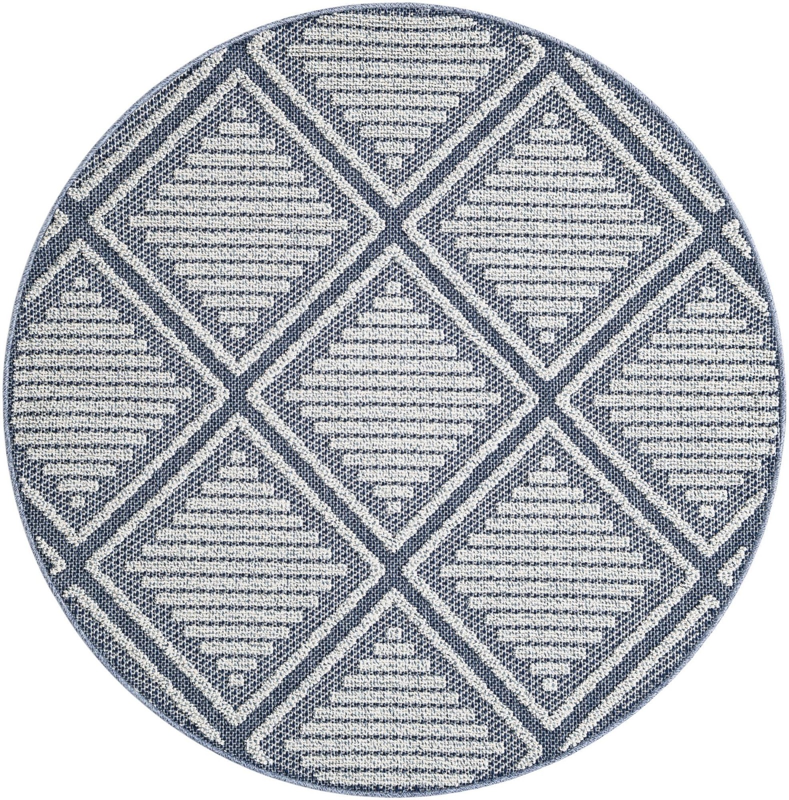 5' 3 x 5' 3 Auburn · Geometric diamond Outdoor Rug, navy and ivory