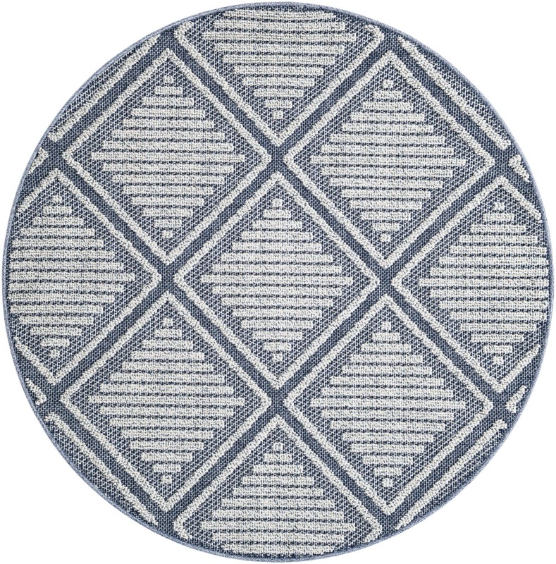 5' 3 x 5' 3 Auburn · Geometric diamond Outdoor Rug, navy and ivory