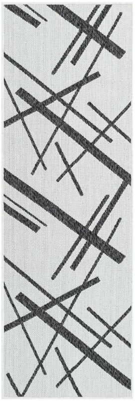 2' x 6' Saffron · Abstract Outdoor Rug, black and white