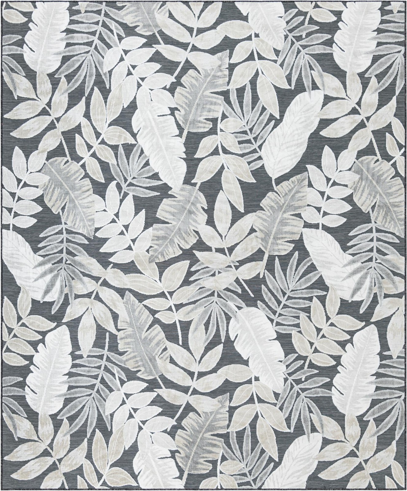 8' 2 x 10' Quimby · Botanical Outdoor Rug, black and ivory
