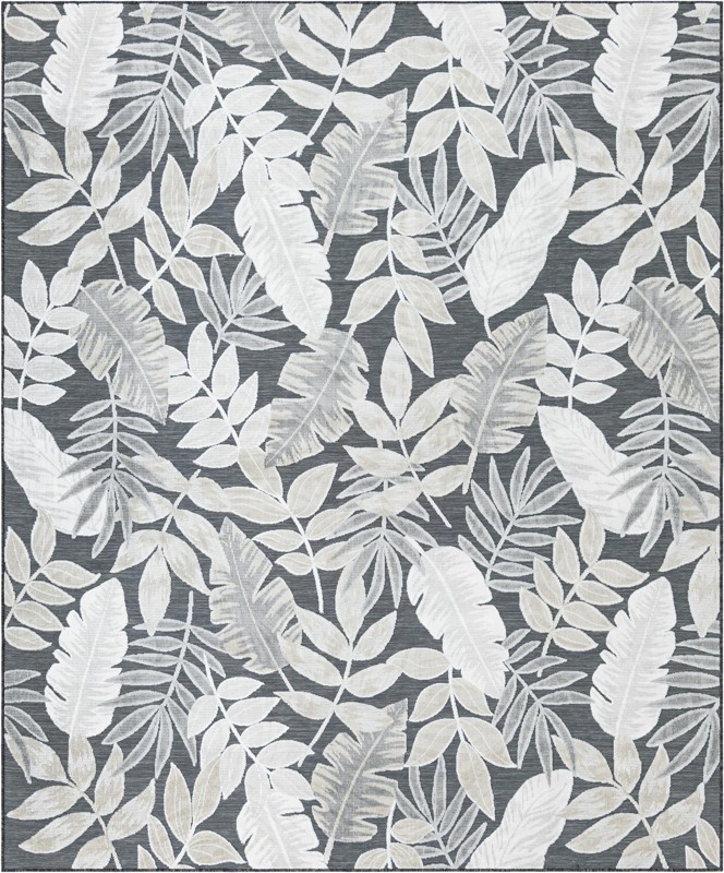 Quimby · Botanical Outdoor Rug, black and ivory