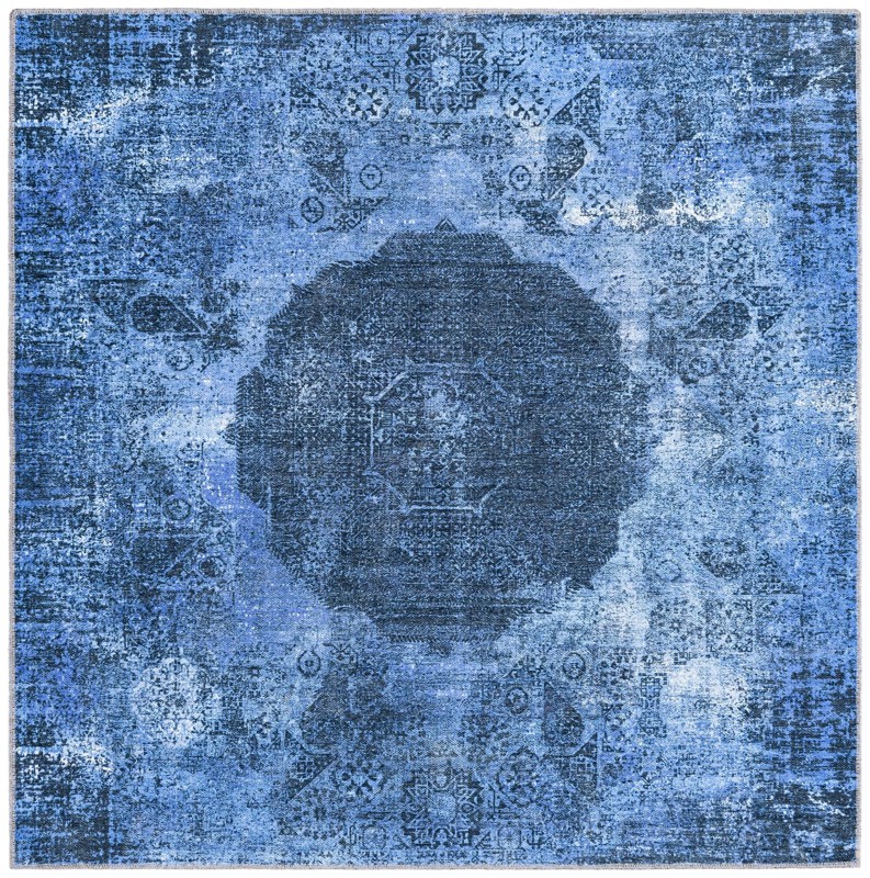 Fallowfield · Medallion Washable Rug, overdyed blue