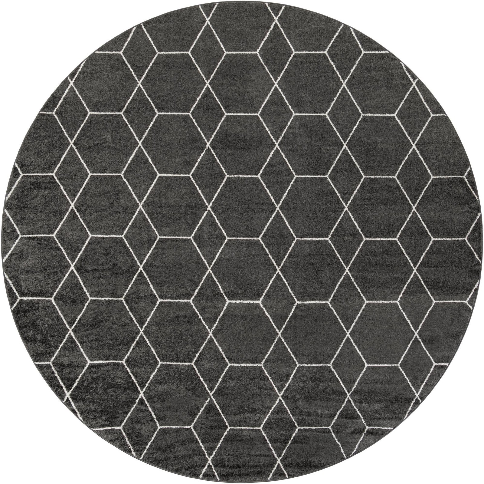 12' x 12' Galloway · Geometric lattice rug, gray and ivory