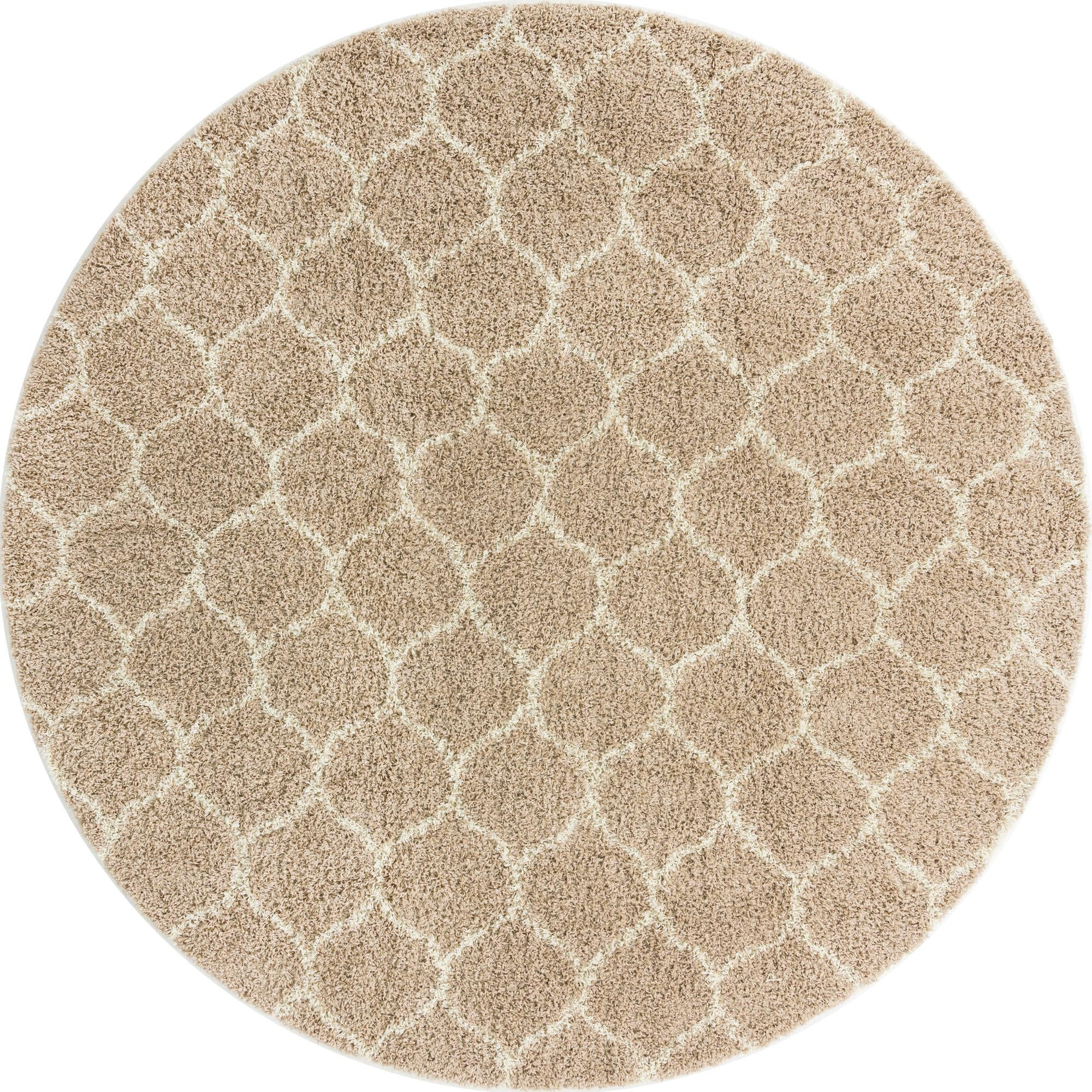 10' x 10' Barnett · Lattice Shag Rug, light brown and ivory