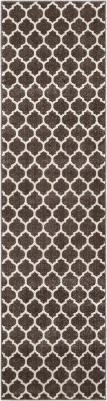 2' 7 x 10' Arkwright · Trellis rug, chocolate brown and beige