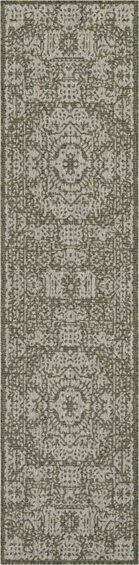 2' x 8' Hayden · Border Outdoor Rug, green