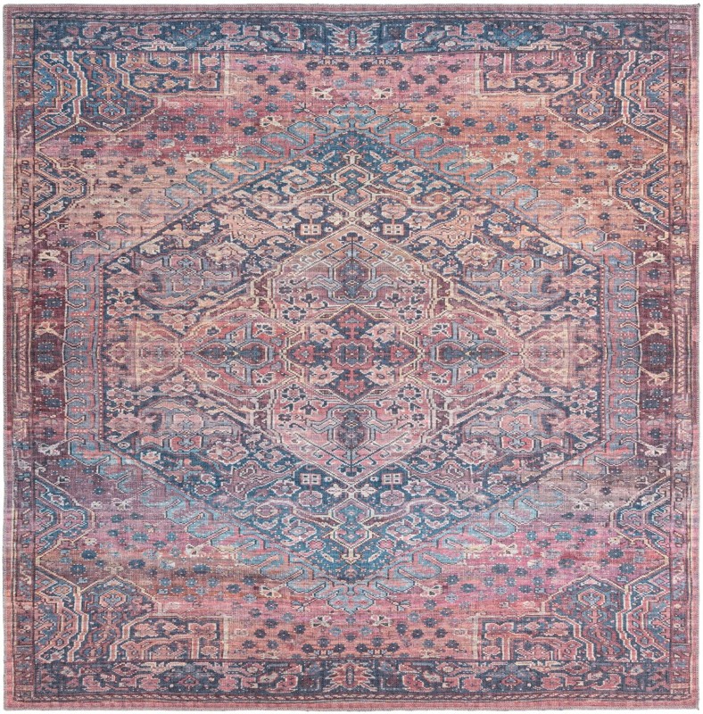7' 10 x 7' 10 Darnell · Medallion Washable Rug, rust and navy