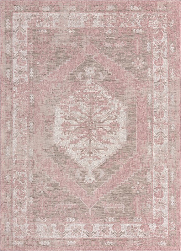 7' x 10' Wylie · Border Outdoor Rug, pink