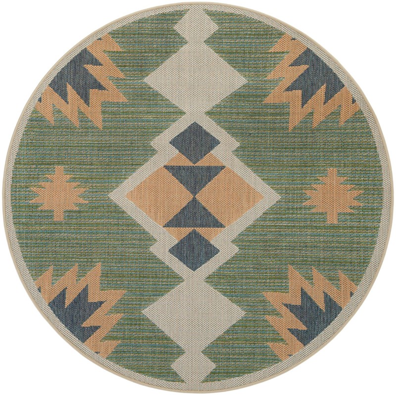 6' x 6' Warbler · Diamond Outdoor Rug, green