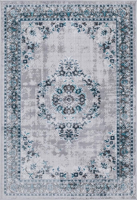 4' x 6' Jeffers · Border rug, grey