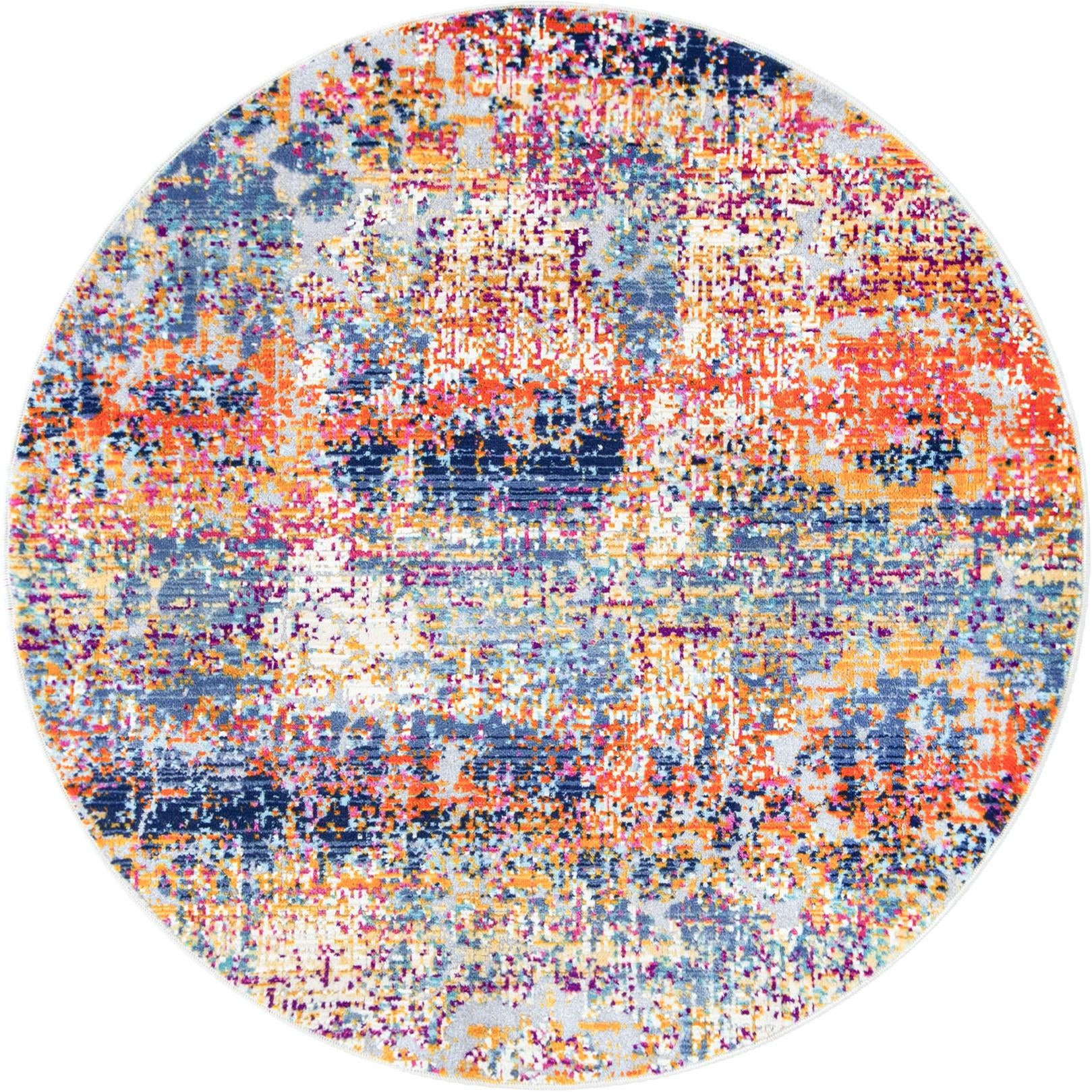 3' 7 x 3' 7 Kendall · Abstract rug, multi and terracotta