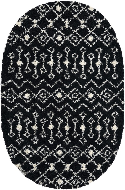 5' 3 x 8' Bayley · Geometric shag rug, black and cream