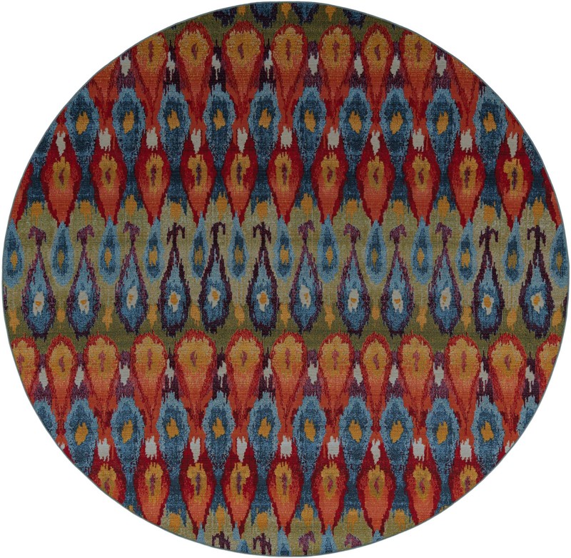 10' x 10' Lomax · Ikat teardrop Outdoor Rug, multi