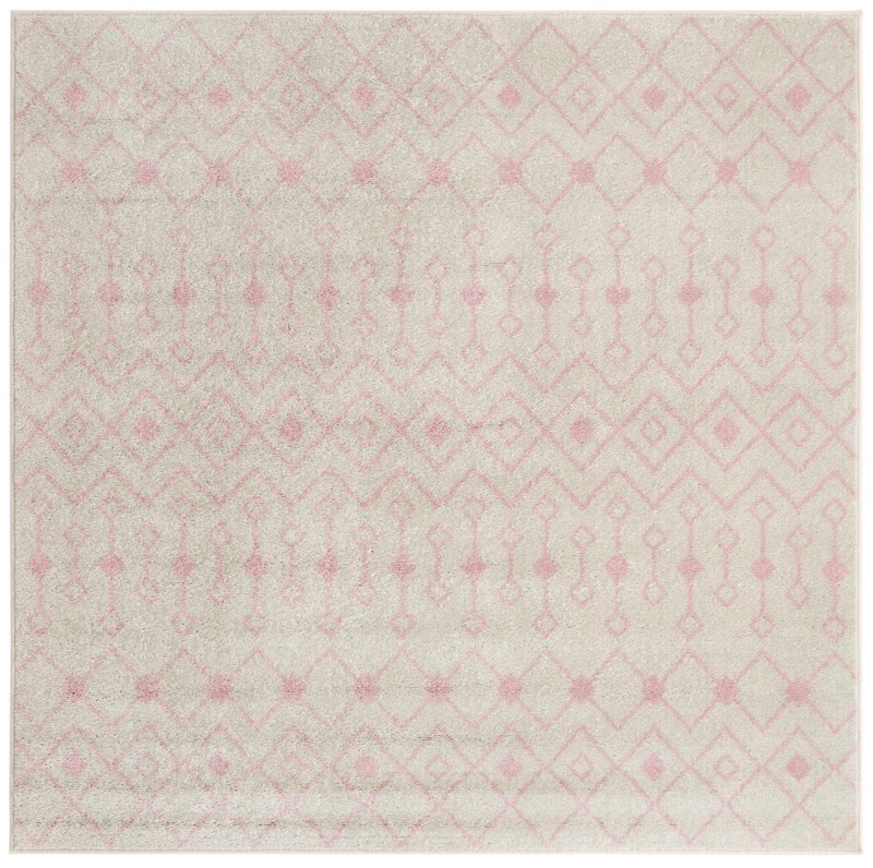 6' x 6' Boswell · Geometric trellis rug, pink and ivory