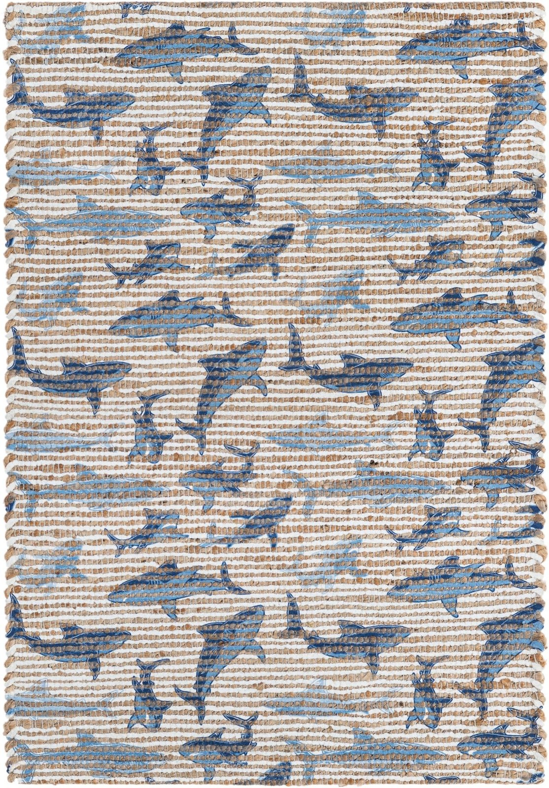 2' x 3' 1 Bemidji · Shark rug, blue and natural