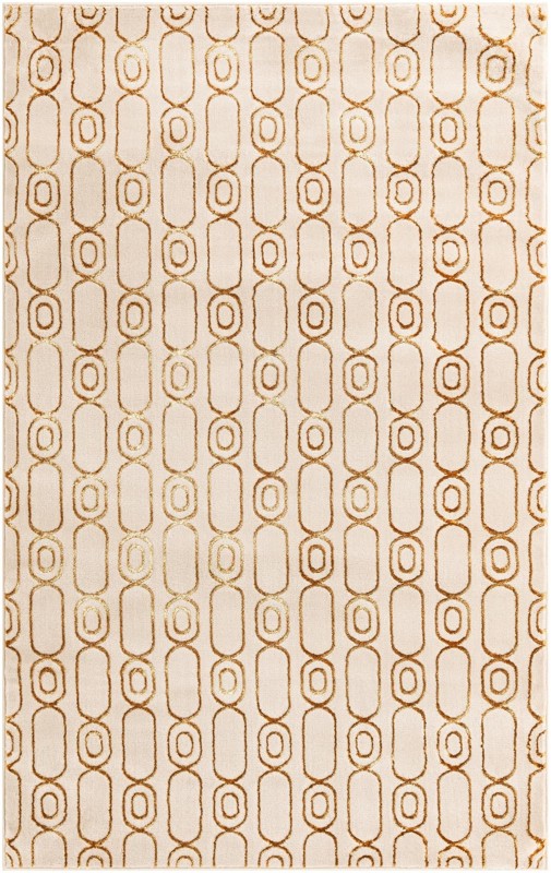 5' 3 x 8' Renwick · Geometric rug, white and gold