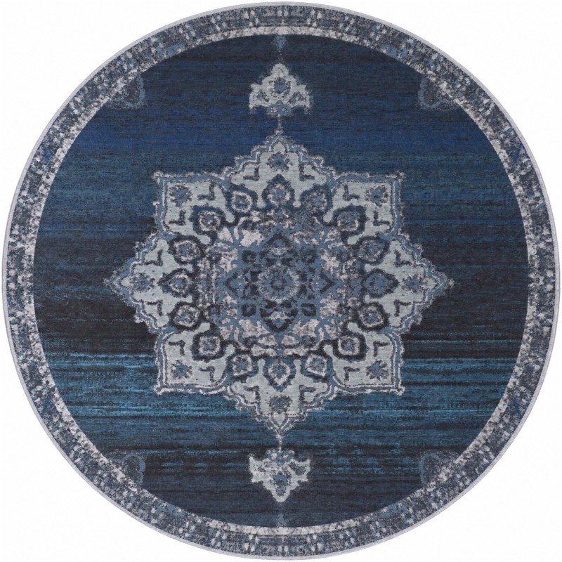 10' 6 x 10' 6 Rideout · Medallion rug, navy and light blue