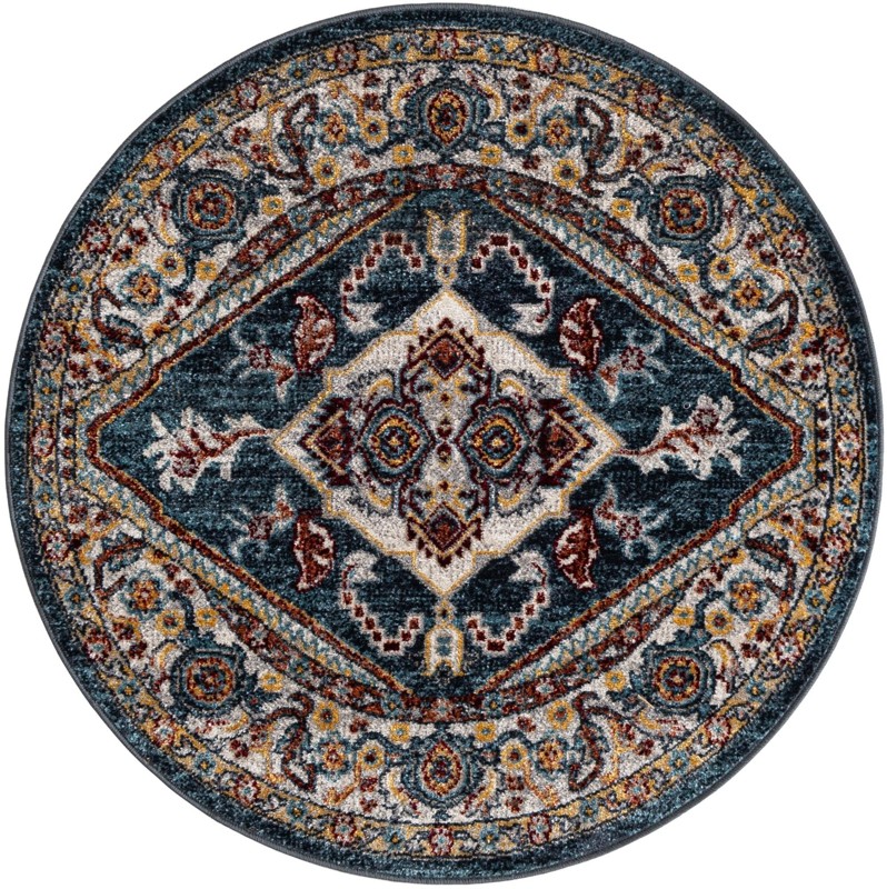 3' 3 x 3' 3 Murray · Border Washable Rug, navy blue