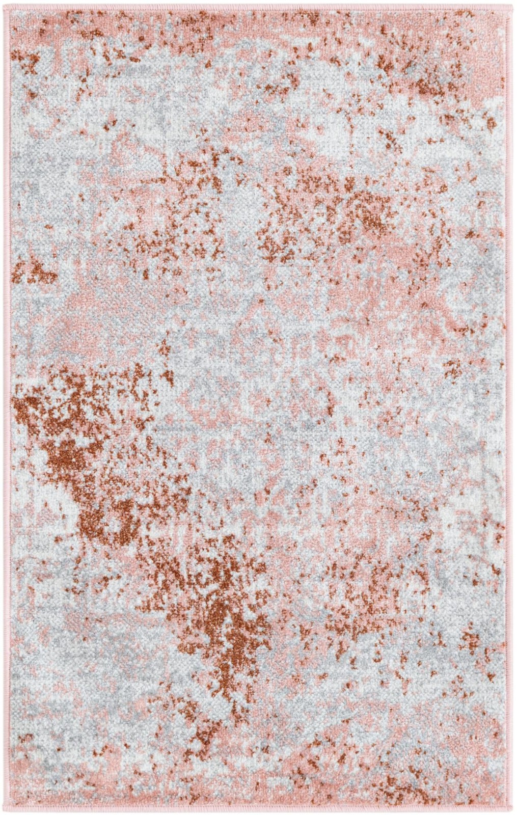 2' x 3' Braxton · Distressed medallion Washable Rug, rose and ivory