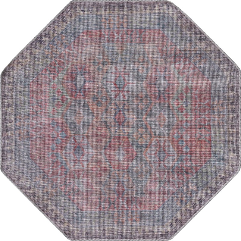 5' 3 x 5' 3 Fleming · Geometric diamond Washable Rug, rust and blue