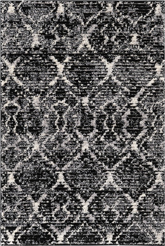 4' x 6' Tilden · Lattice rug, black and ivory