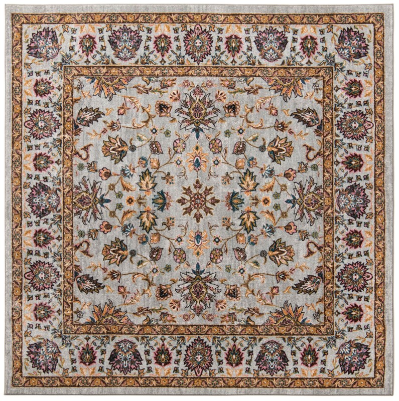 7' 10 x 7' 10 Bluebell · Floral oriental rug, gray and multi