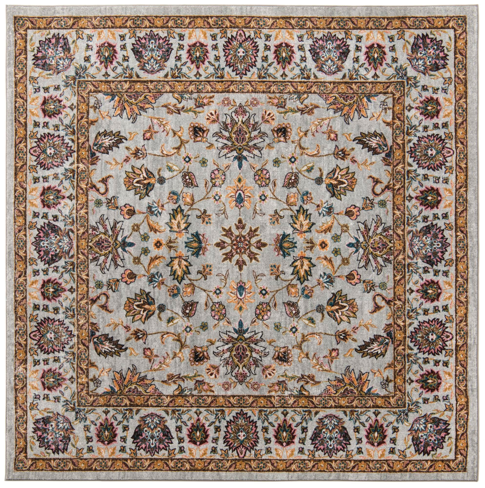7' 10 x 7' 10 Bluebell · Floral oriental rug, gray and multi