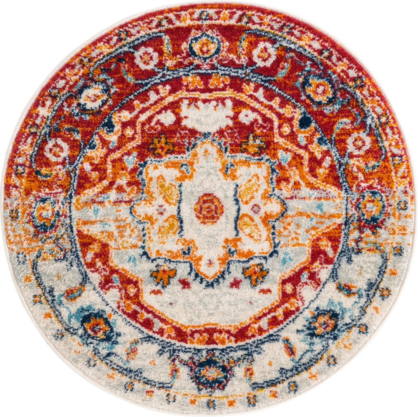 3' x 3' Pierce · Medallion rug, rust and navy