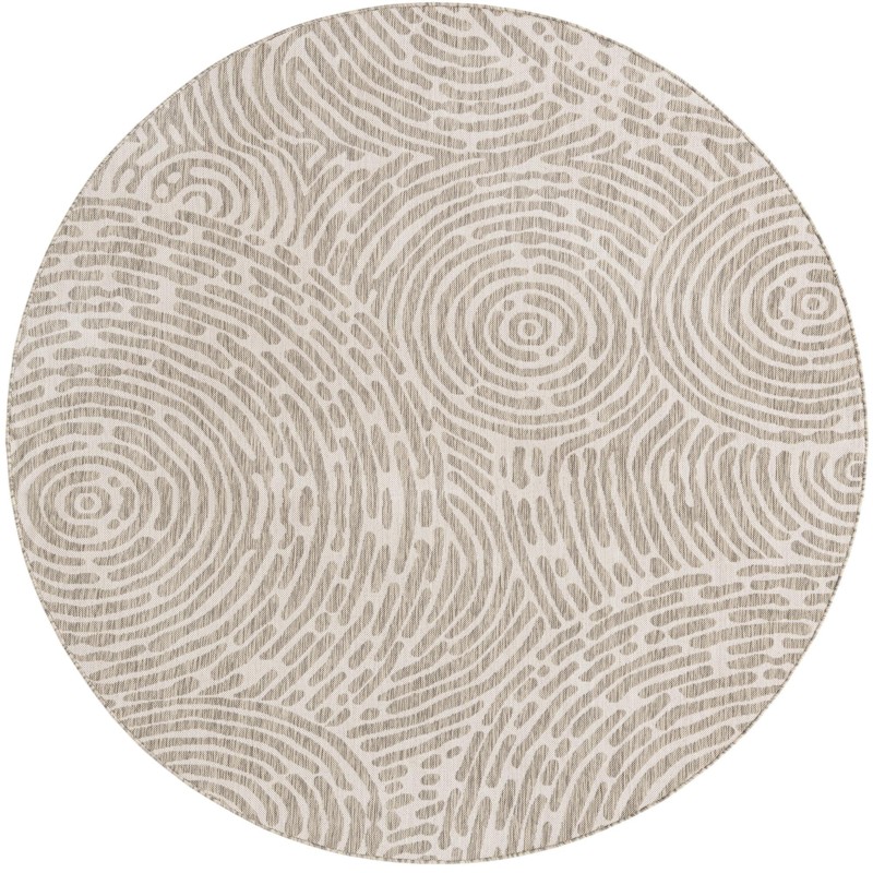7' 10 x 7' 10 Grafton · Swirling lines Outdoor Rug, gray and ivory