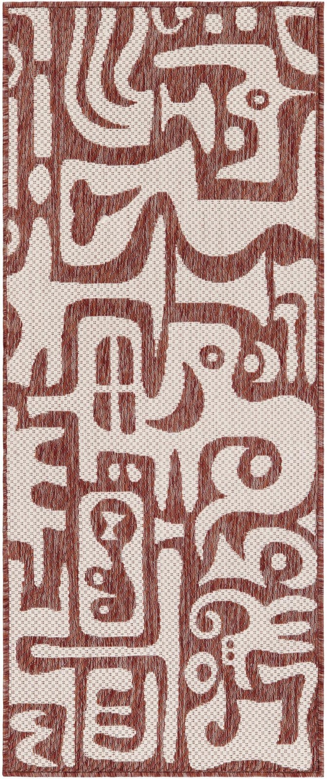 2' x 5' 3 Hungerford · Abstract Outdoor Rug, rust red
